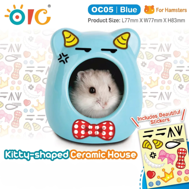 OIC Kitty-shaped Ceramic House (Blue) - S