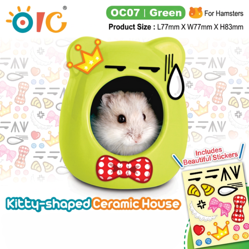 OIC Kitty-shaped Ceramic House (Green) - S