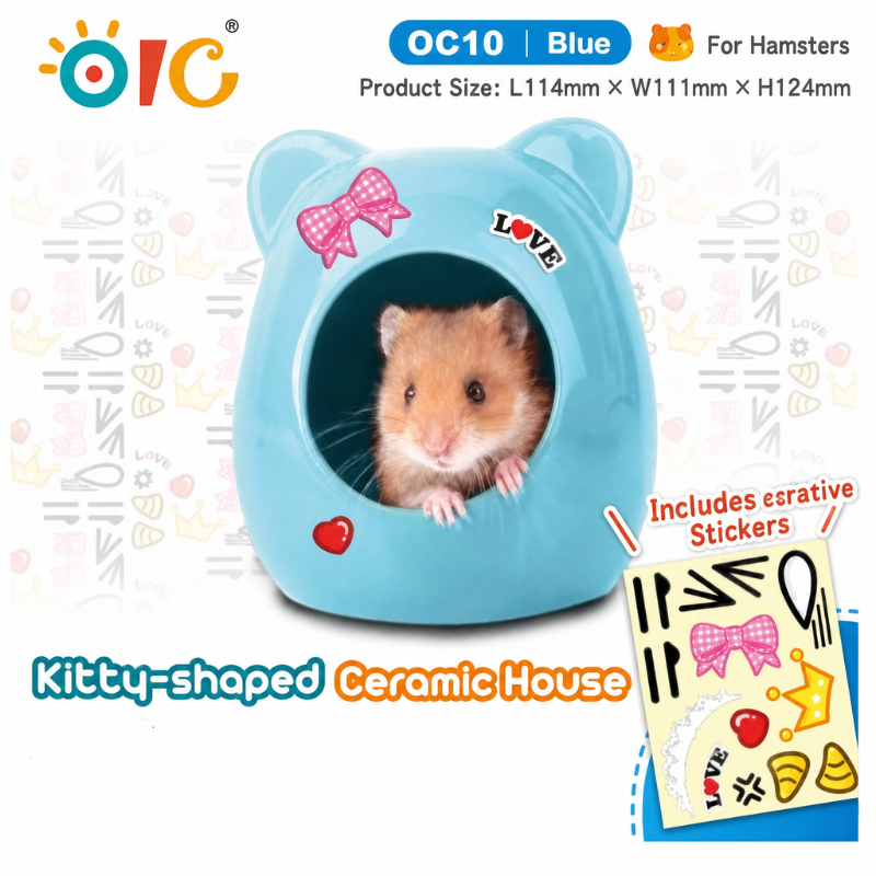 OIC Kitty-shaped Ceramic House (Blue) - M