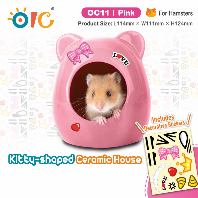 OIC Kitty-shaped Ceramic House (Pink) - M